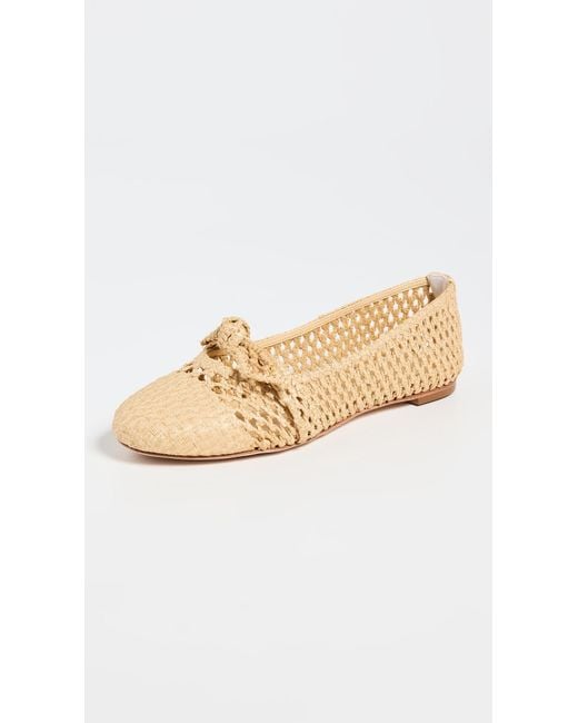 Alexandre Birman White Clarita Raffia Ballerina Flats