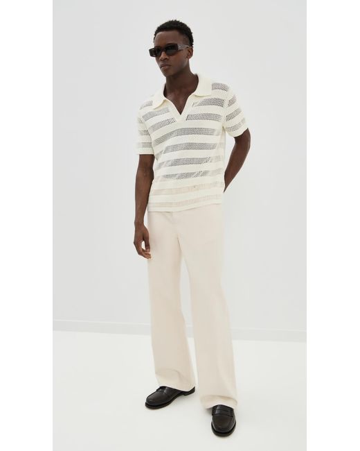 Jonathan Simkhai White Open Knit Polo for men