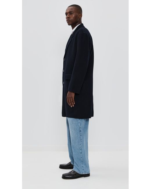 FRAME Black Double Face Wool Overcoat for men