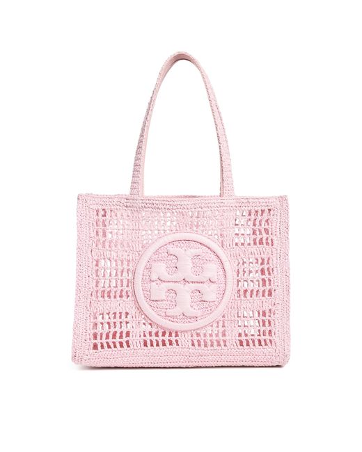 Tory Burch Pink Ella Hand Crocheted Small Tote