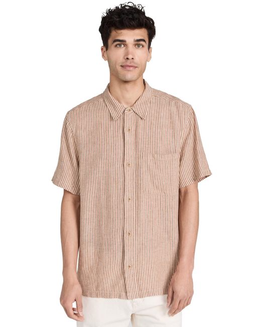 Madewell Natural Madewe Easy Short-seeve Shirt In Muti Stripe Ighthouse/grey for men