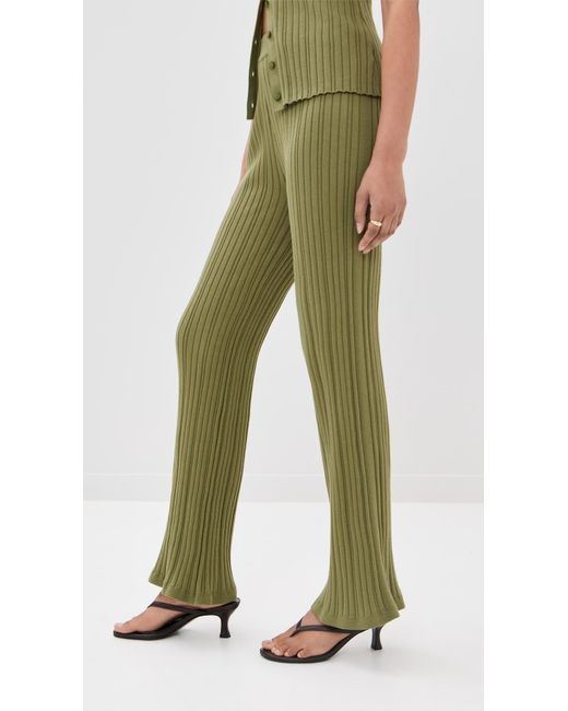 Le Bos Green Ribbed Flare Pants