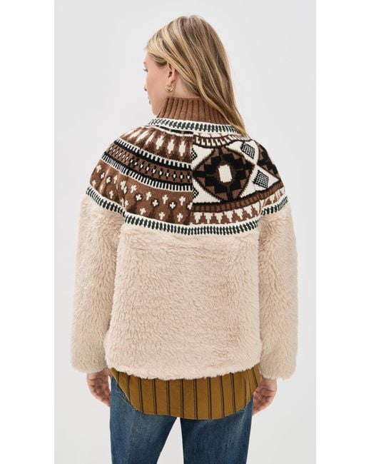 Sea Natural Linea Fair Isle Knit Combo Fleece Jacket