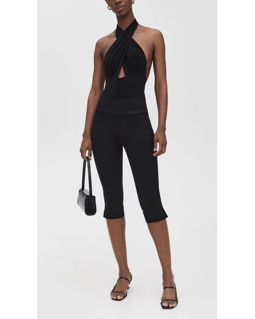 Norma Kamali Black Cross Halter Mio One Piece