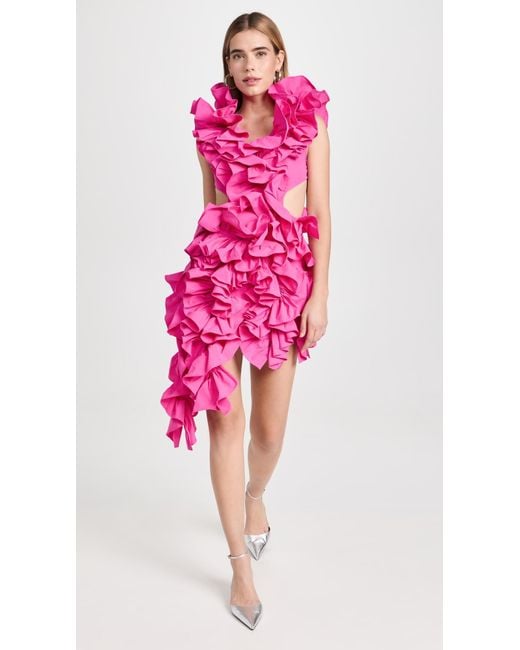 AKNVAS Pink Olive Ruffle Dress