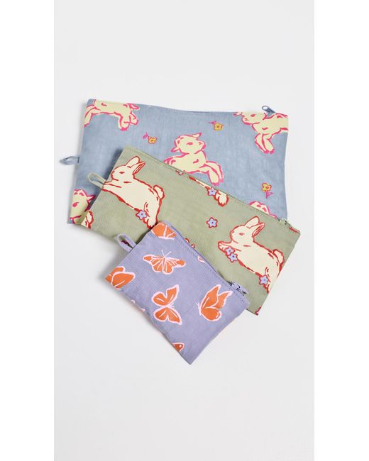 Baggu White Flat Pouch Set