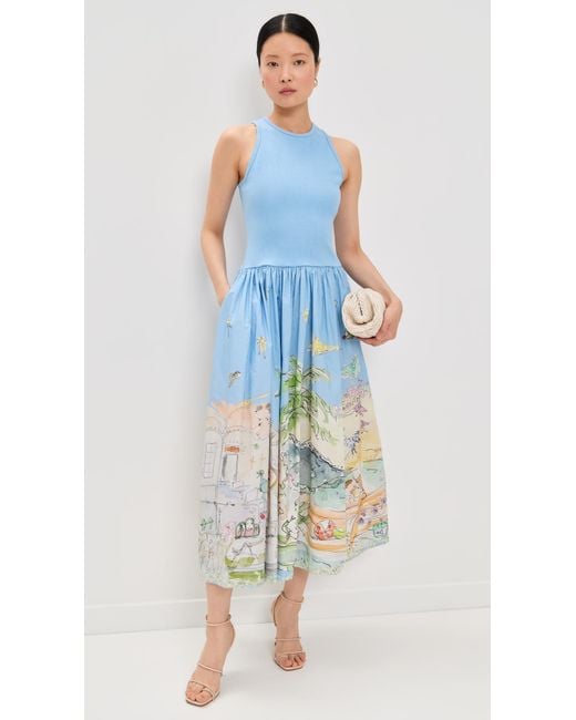 ALÉMAIS Blue Anouk Tank Midi Dress