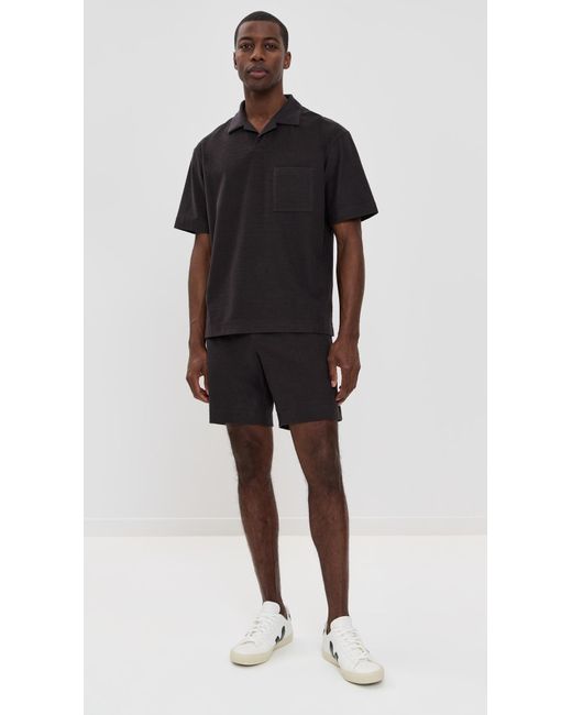 Theory Black Soft Terry Short Sleeve Polo for men