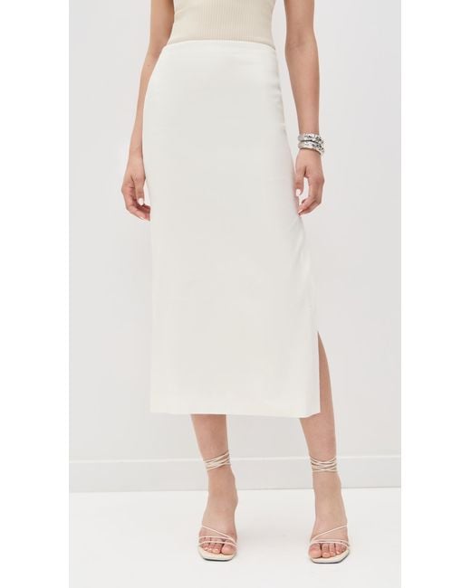 Alice + Olivia White Maeve Slip Skirt With Slit