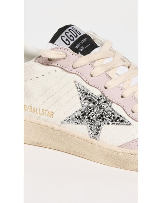 Golden Goose Deluxe Brand White Ball Star Nappa Upper Nabuk Toe Spur And Heel Glitter Star