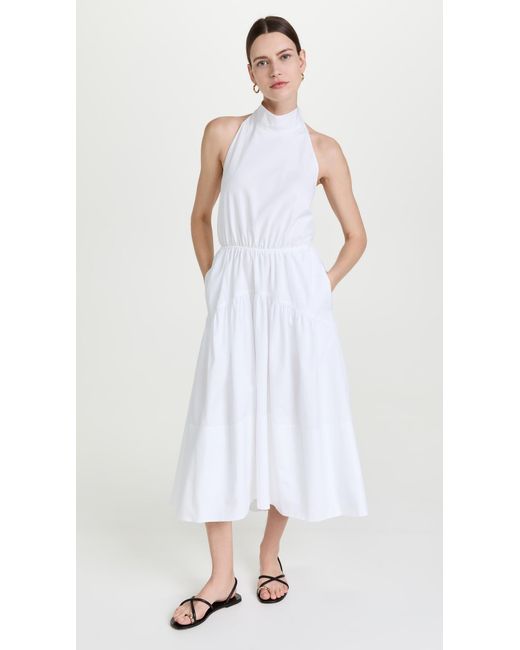 Vince Cotton Draped Neck Halter Dress in White Lyst UK