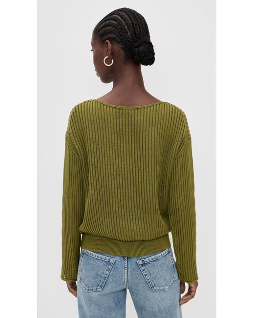Theory Green Easy Open Neck Sweater