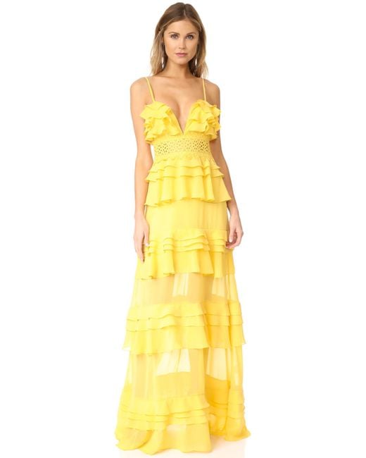 Glamorous Yellow Tiered Dress