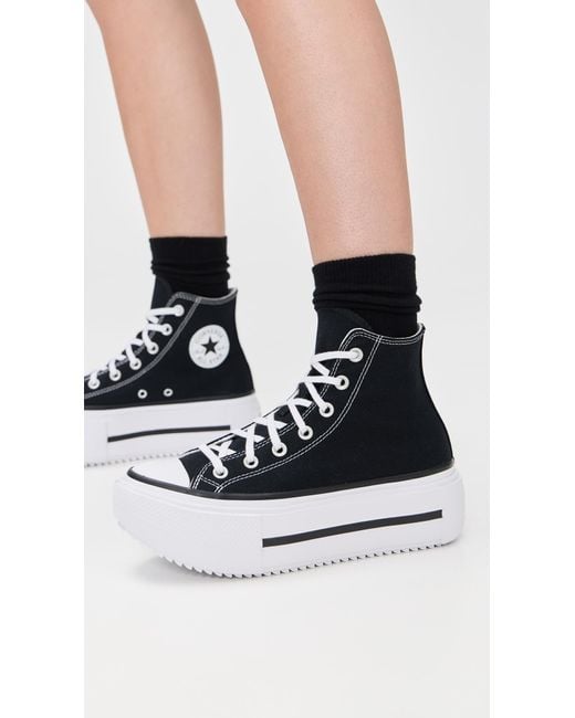 Converse Black Chuck Taylor All Star Lift Double Stack Lace-Up Boots/ 11