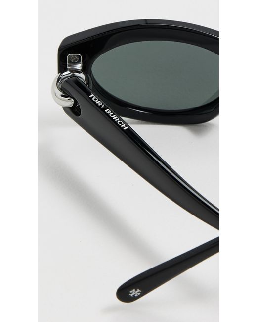 Tory Burch Black Oval Sunglasses
