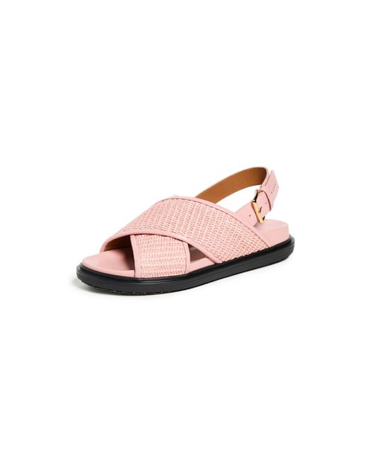 Marni Pink Fussbett Crisscross Sandals