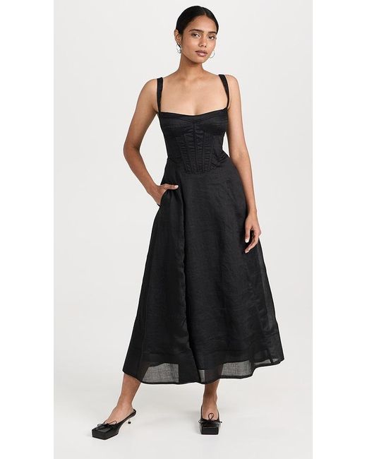 Bardot Adaline Corset Midi Dress in Black | Lyst