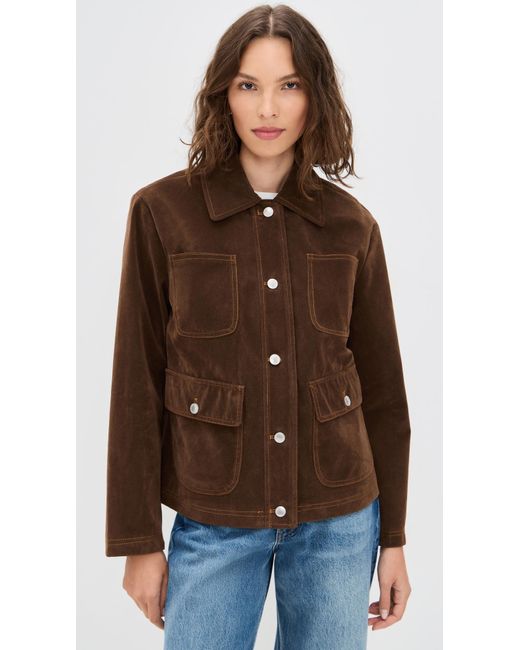 Avec Les Filles Brown Cropped Faux Suede Barn Jacket