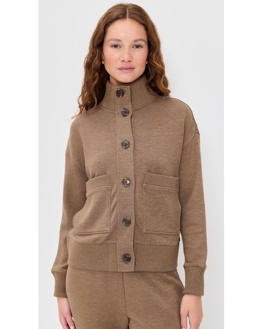 Varley Brown Sabrina Button Through Sweat