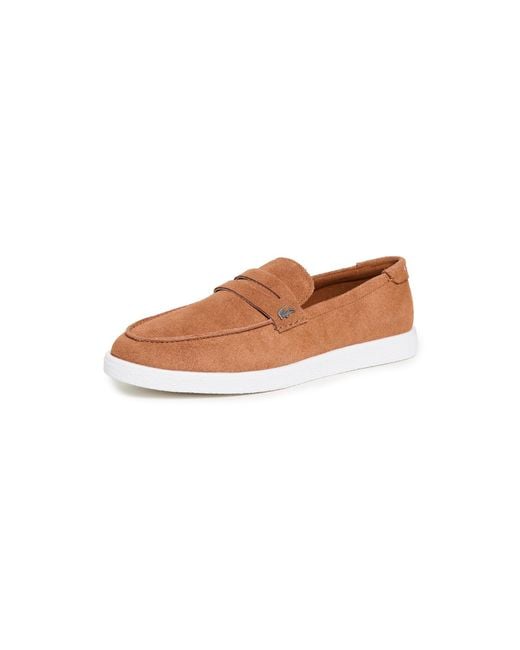 Lacoste White Cochet Suede Slip Ons for men