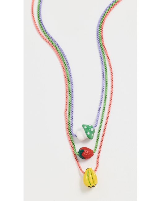Clare V. White Ceramic Bead Necklace Set