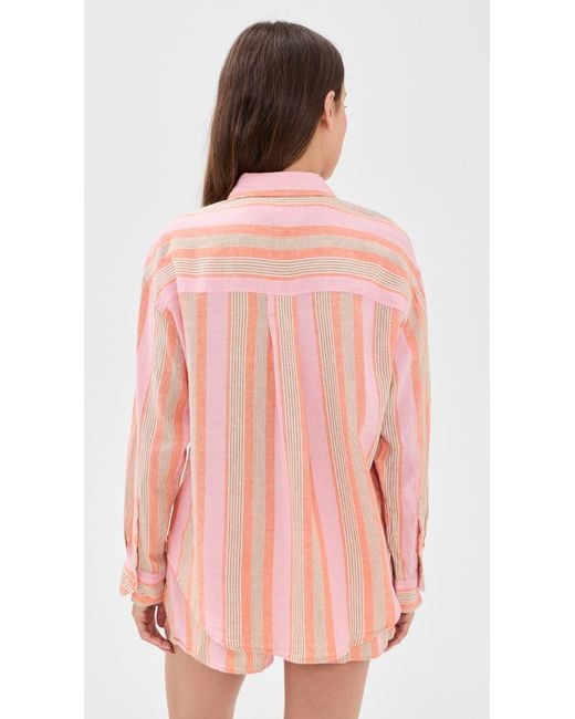 Z Supply Pink Perfect Striped Button Up