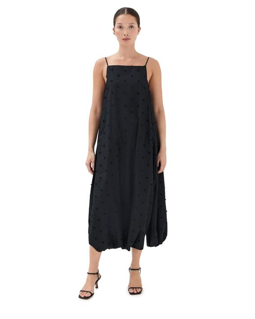 Tibi Black Tech Swiss Dot Square Neck Cami Dress