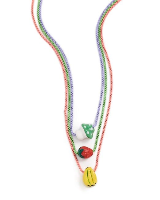Clare V. White Ceramic Bead Necklace Set