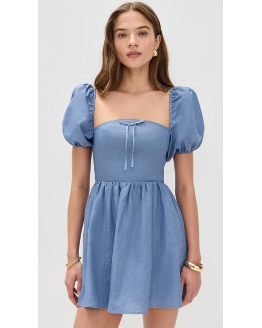 Reformation Blue Malvina Linen Dress