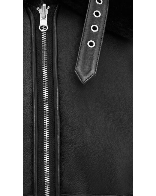 Helmut Lang Black Shearling Bomber Jacket