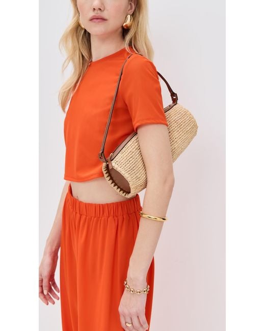 Staud White Mini Taru Raffia Bag