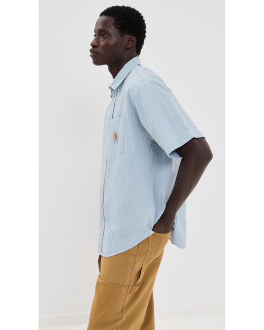 Carhartt Blue Short Sleeve Toland Shirt for men