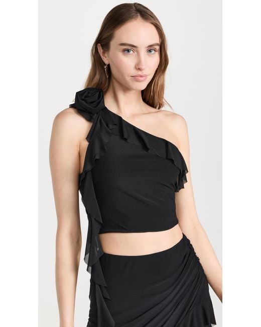 AFRM Black Afr Keon Roettte One Houder Ruffe Crop Top