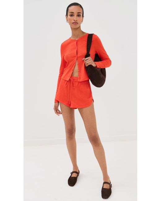 Le Bos Red Audrey Pointelle Cardigan