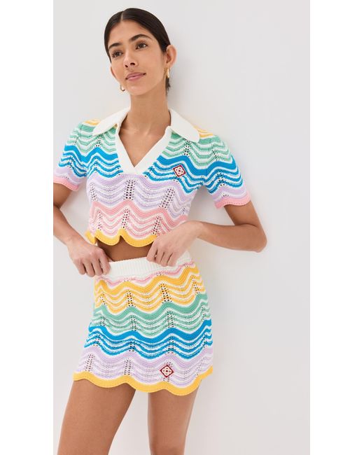 Casablancabrand Blue Wave Crochet Skirt