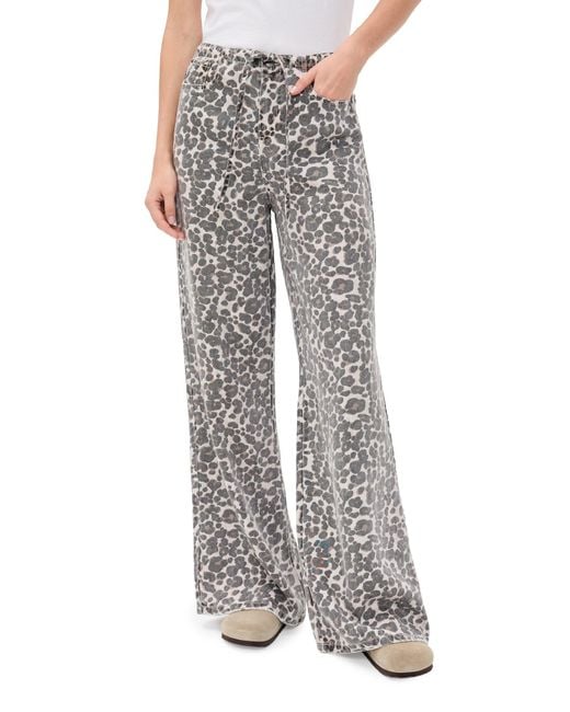 Splendid White Lounge Denim Leopard Jeans