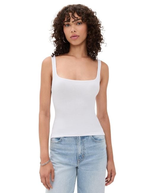 LNA White Scoop Ribbed Tank