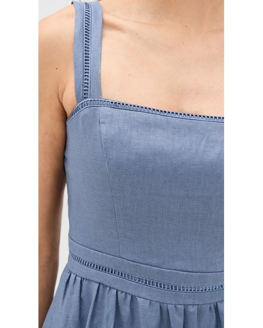 Reformation Blue Everett Linen Dress
