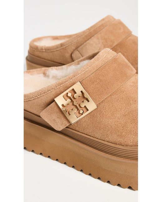 Tory Burch White Mellow Shearling Platform Mules
