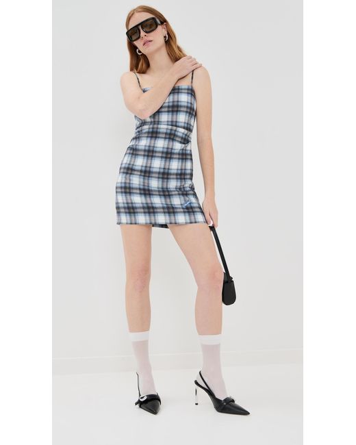 Acne Studios Check Flannel Dress in Blue | Lyst