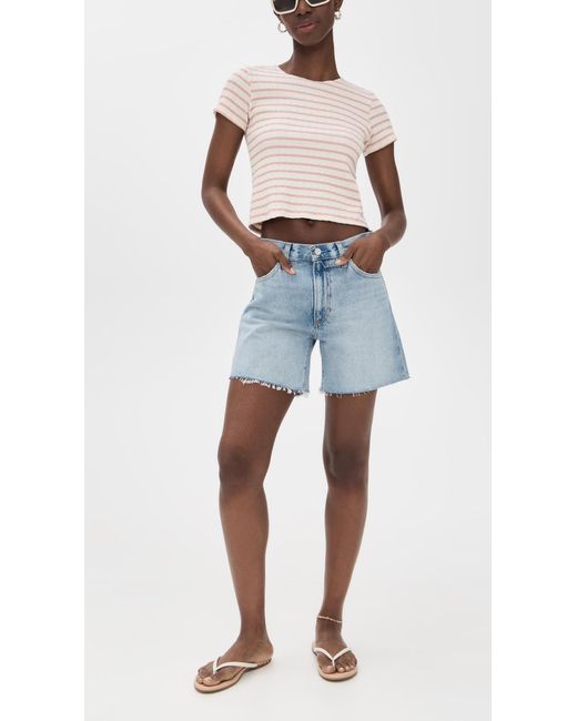 PAIGE Archie Long Shorts in Blue | Lyst