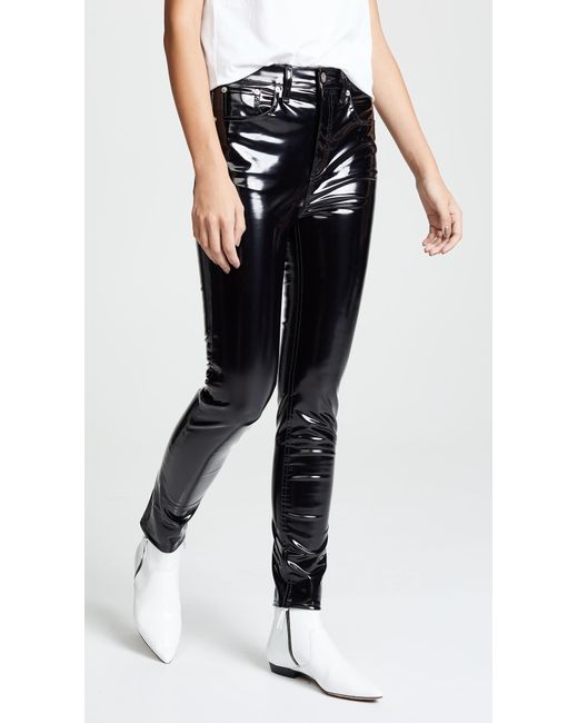 High Rise Vinyl Skinny Pants in Black 
