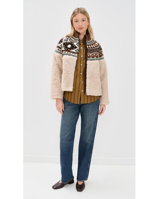 Sea Natural Linea Fair Isle Knit Combo Fleece Jacket
