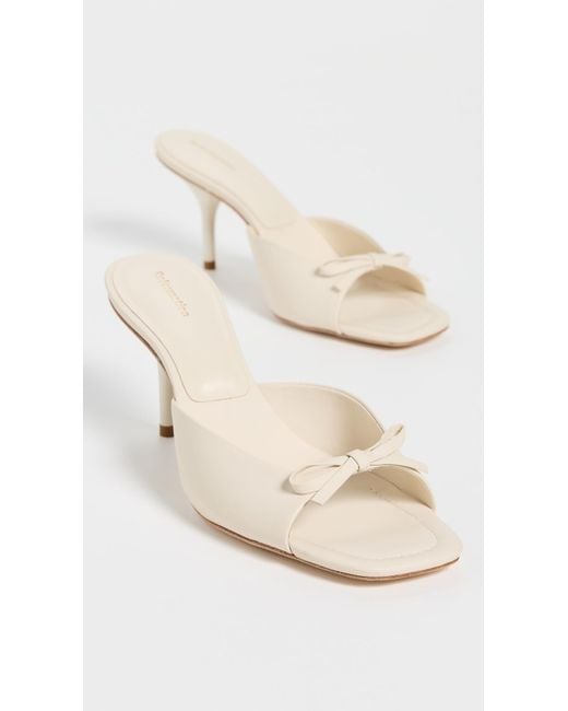 Reformation White Clementine Heeled Mule Sandals