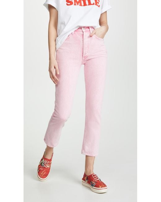 Agolde Pink Hi Rise Riley Crop Jeans