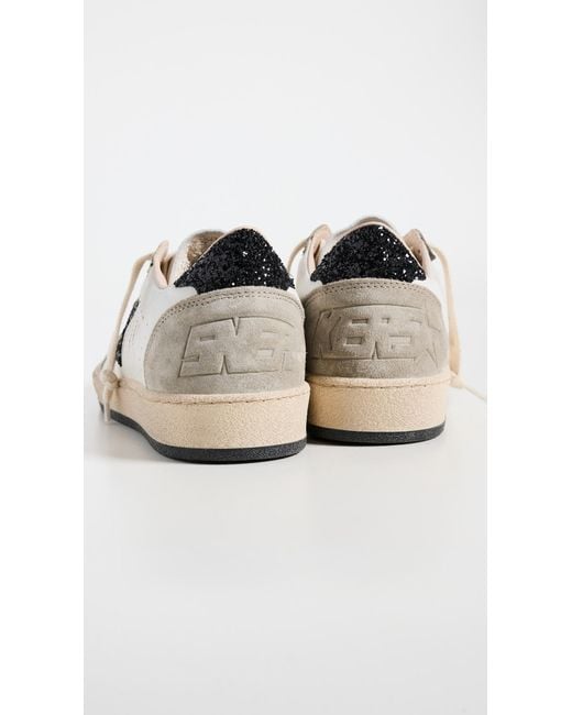 Golden Goose Deluxe Brand White Ballstar Nappa Quarter Glitter Star And Heel Suede Toe And Spur Sneakers