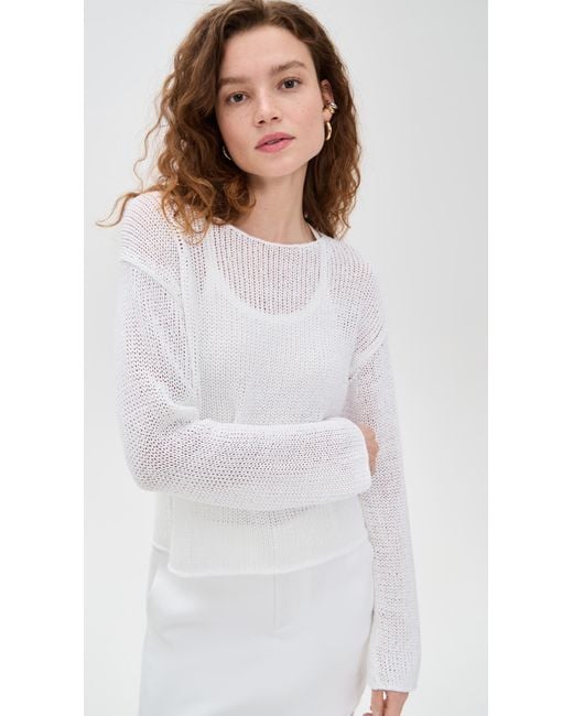 Vince White Coated Cotton Pullover