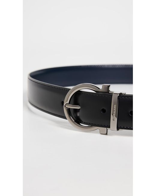 Ferragamo Blue Single Gancio Reversible Paloma Leather Belt for men
