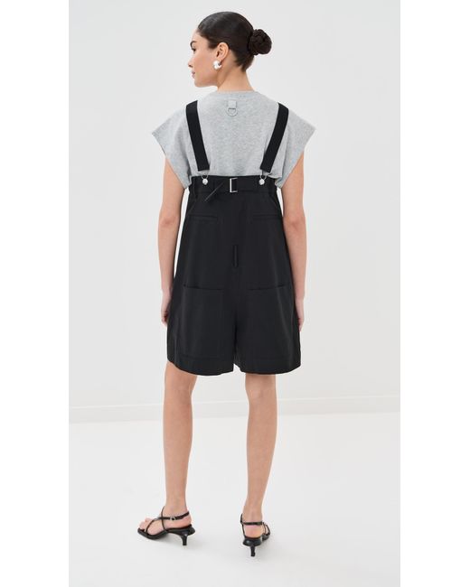 Tibi Black Bio Twill Overall Shorts