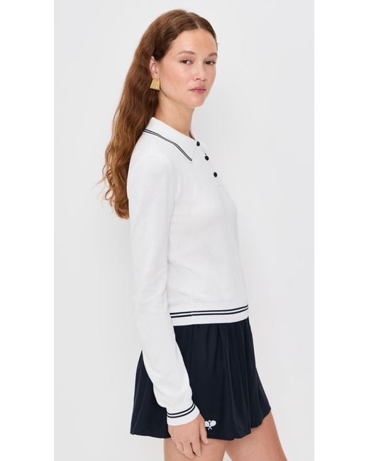 FRAME White The Long Sleeve Tennis Polo